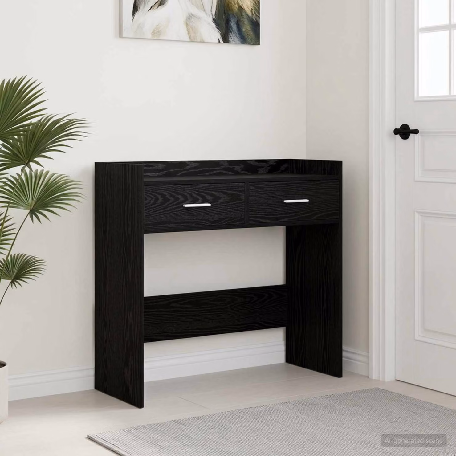 vidaXL Tavolo consolle moderno in MDF nero L: 90 cm, P: 35 cm, H: 80 cm
