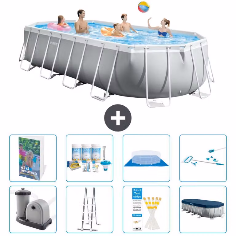 Piscina ovale con struttura Prism - 610x305x122 cm - 7 pezzi - Modello S615