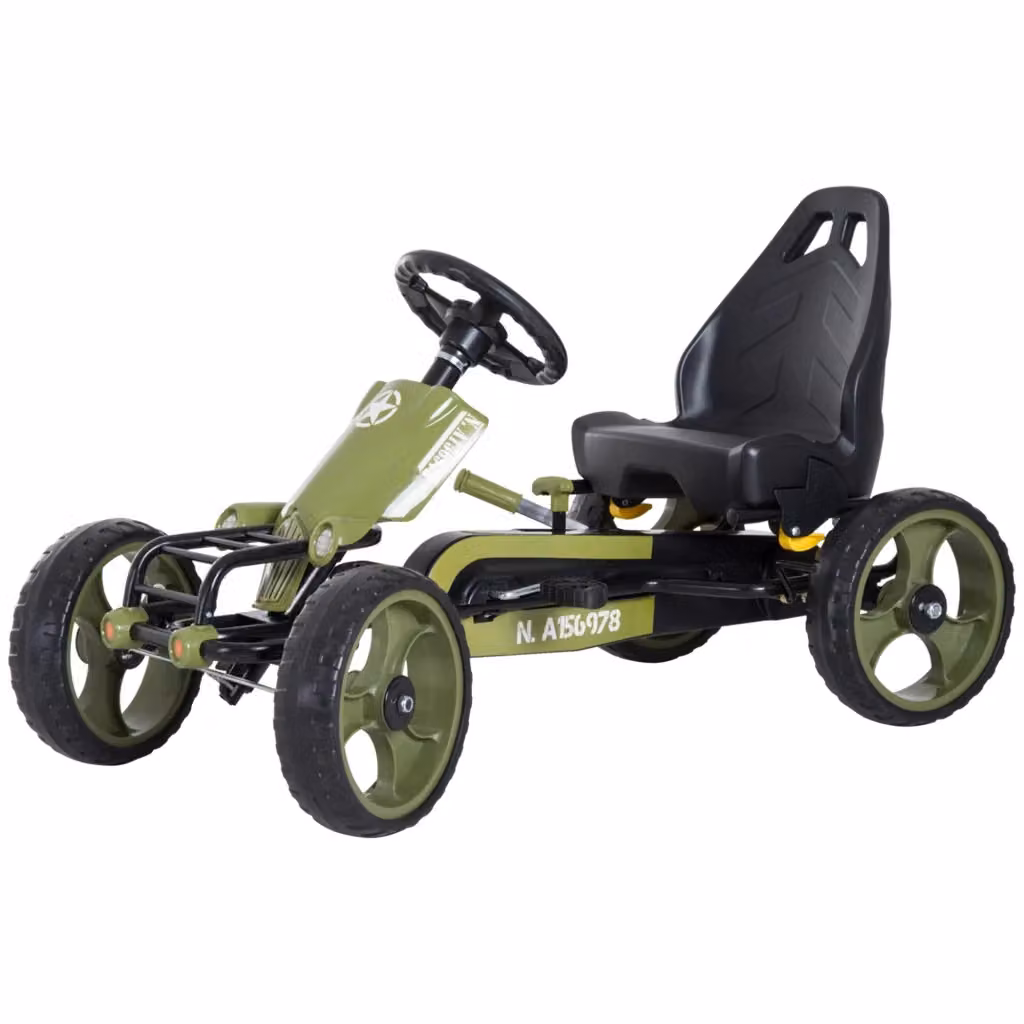 Go Kart a Pedali Minimal per Bambini Verde con Sedile Regolabile e Freni, L/P/H: 105 x 61 x 54 cm – 2