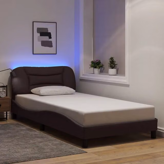 Letto con LED e porta di ricarica USB Hvar vidaXL Marrone Scuro L/P: 100 x 200 cm – 1
