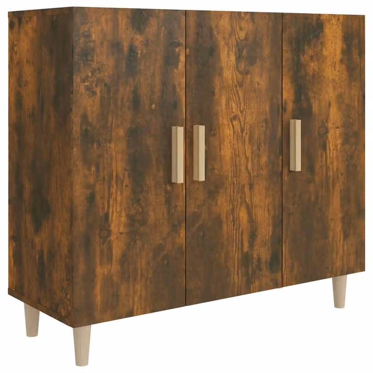 Credenza Rovere Fumo 90x34x80 cm in Legno Multistrato