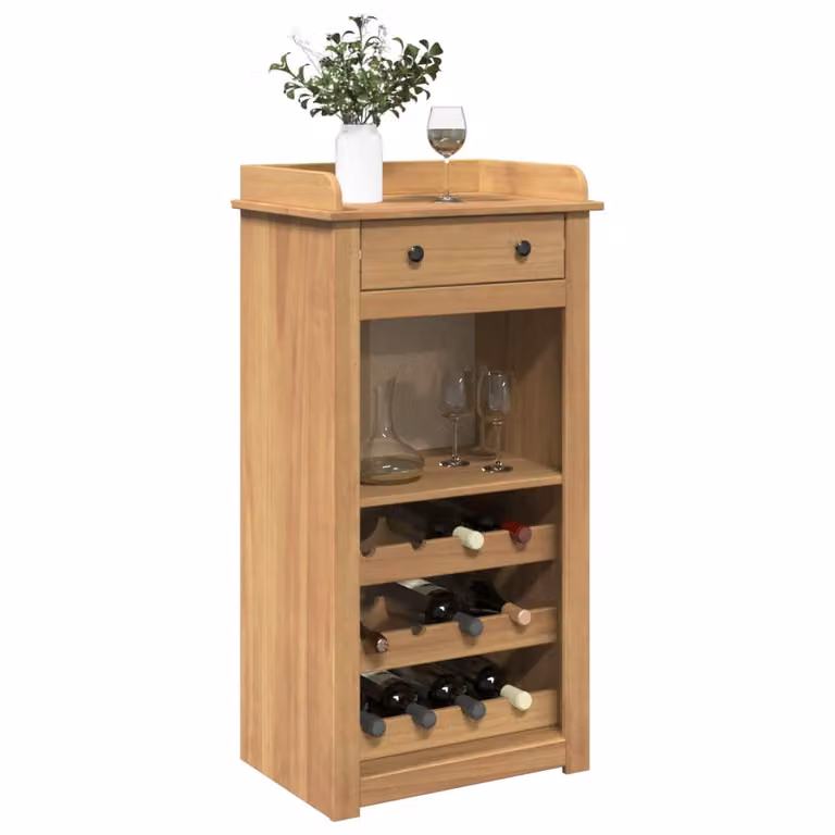 Cantinetta per vini vidaXL Panama in legno di pino massello marrone, L/P/H: 57 x 40 x 111,5 cm