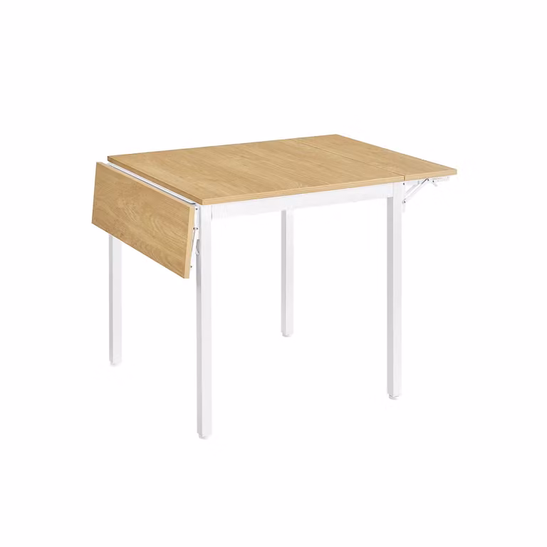 Tavolo Pieghevole per 2-4 Persone, Rovere Naturale + Bianco Nuvola