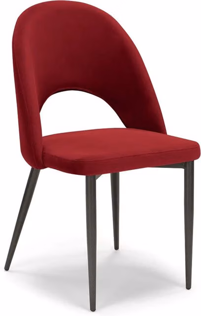 Sedia imbottita per sala da pranzo SOLE Redokasa con rivestimento in velluto idrorepellente e gambe in metallo, colore Rosso – 1