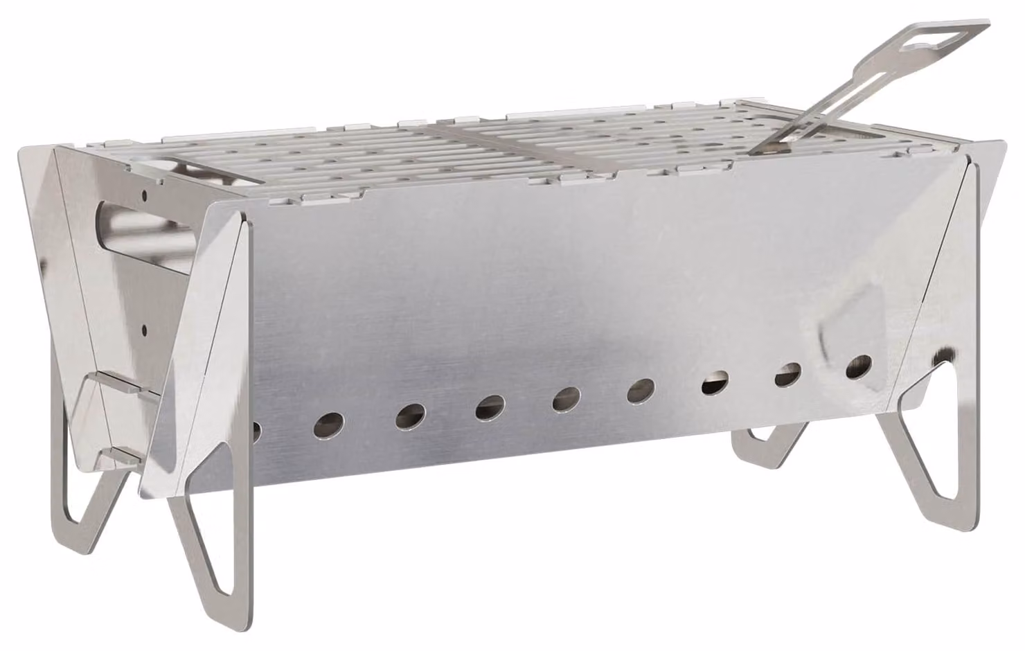 Focolare da campeggio, 42 x 22 x 18 cm, acciaio inossidabile, argento