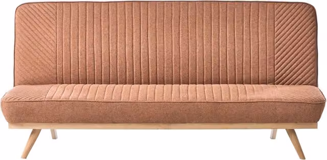 Divano letto Marrone Dorato Rivestimento in tessuto Gambe in metallo 2 posti Seduta con schienale imbottito Design moderno Senza braccioli