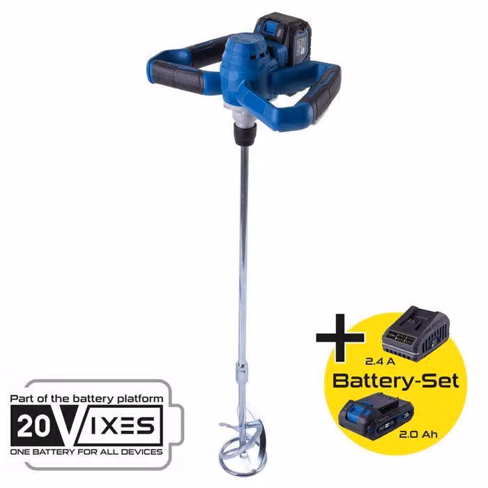 Miscelatore senza fili Scheppach 20V IXES, 1000W, batteria 4Ah, caricabatterie 2.4A, modello BC-PMX100-X - SET L