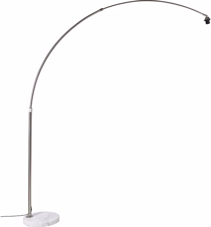 Lampada ad arco in acciaio con base in marmo, bianca, orientabile, XXL