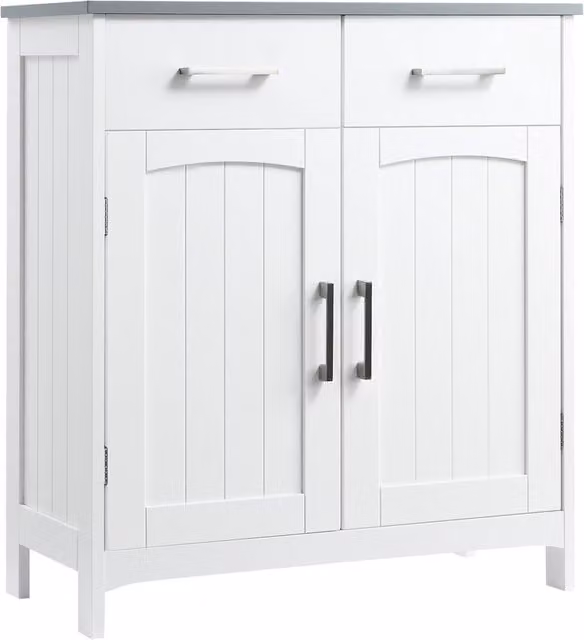 Mobile Bagno Xylo in MDF Bianco con 2 Ante e 2 Cassetti L: 68 cm, P: 33 cm, H: 76 cm