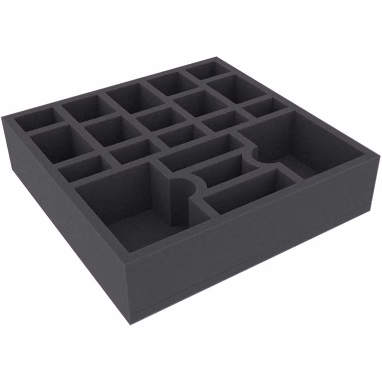 Inserto in schiuma 250x250x60 mm con 20 scomparti per giochi da tavolo