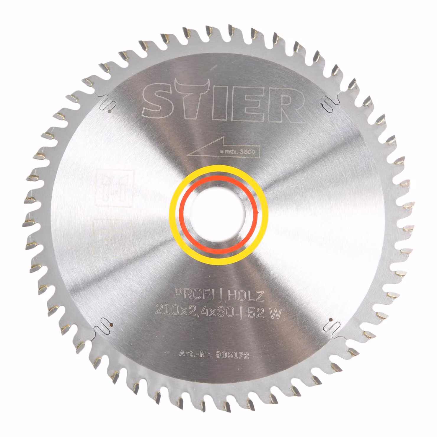 Lama circolare professionale STIER, per seghe circolari manuali, legno, 210x2,4x30, 52 denti alternati, temprata, angolo di taglio 5°