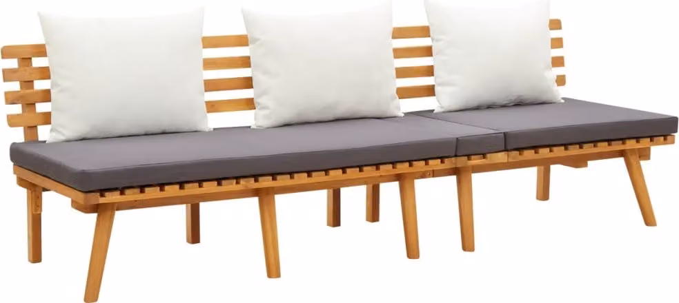 The Living Store Lettino da giardino 200x65 cm in legno massiccio di acacia