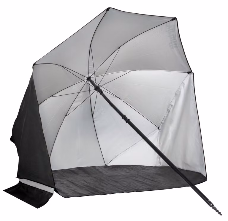 Ombrellone da spiaggia VirtuFit con paravento 160 cm nero