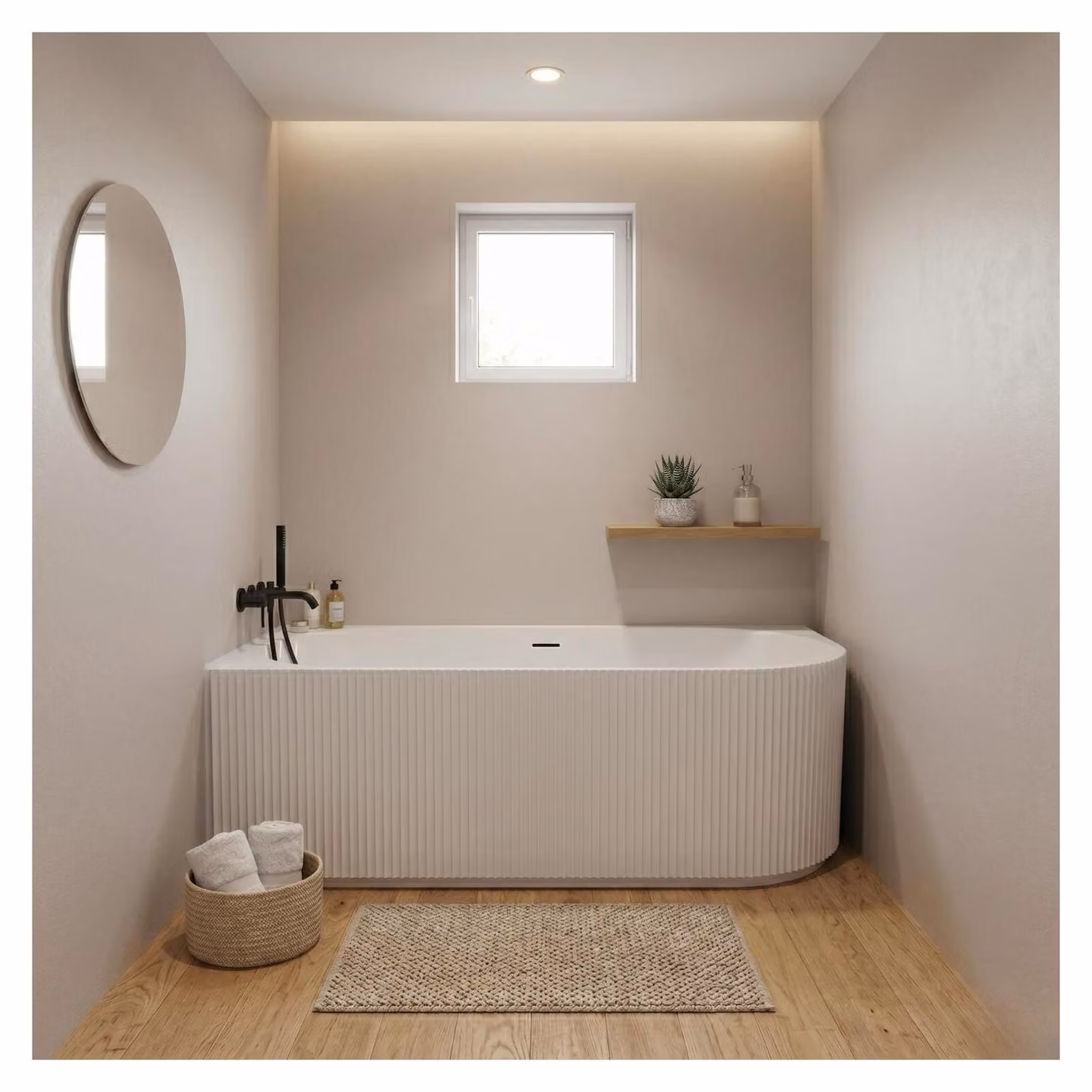 Vasca STRIA 150x80 Semilibera Scanalata - Sinistra Acrilico Bianco