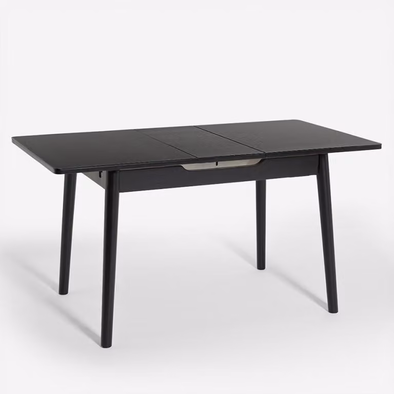 Tavolo allungabile in legno 110-140x75cm cucina, vetro bianco nero Pixam - Nero