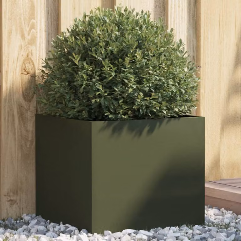 Fioriera vidaXL in acciaio verde, L 42 cm x P 40 cm x H 39 cm