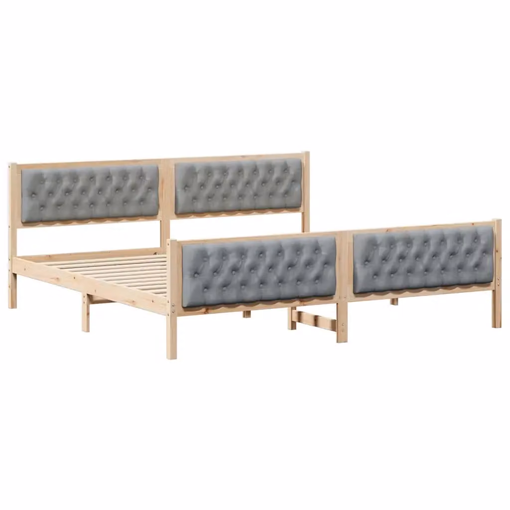 Struttura del letto vidaXL in pino massello grigio 200 x 200 cm – 2