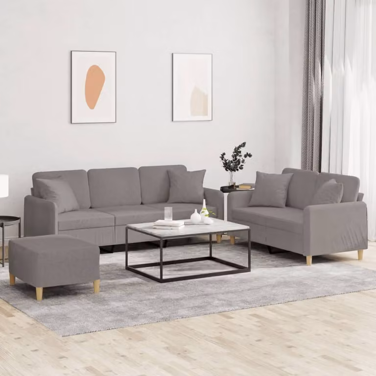 Maison Exclusive - Set divano a 3 pezzi con cuscini in tessuto color taupe