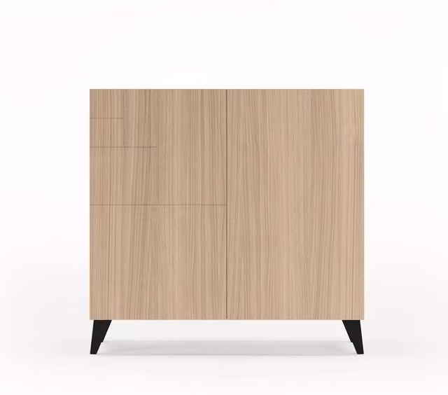 Scarpiera Herdasa effetto noce chiaro gambe nere 87x90x27