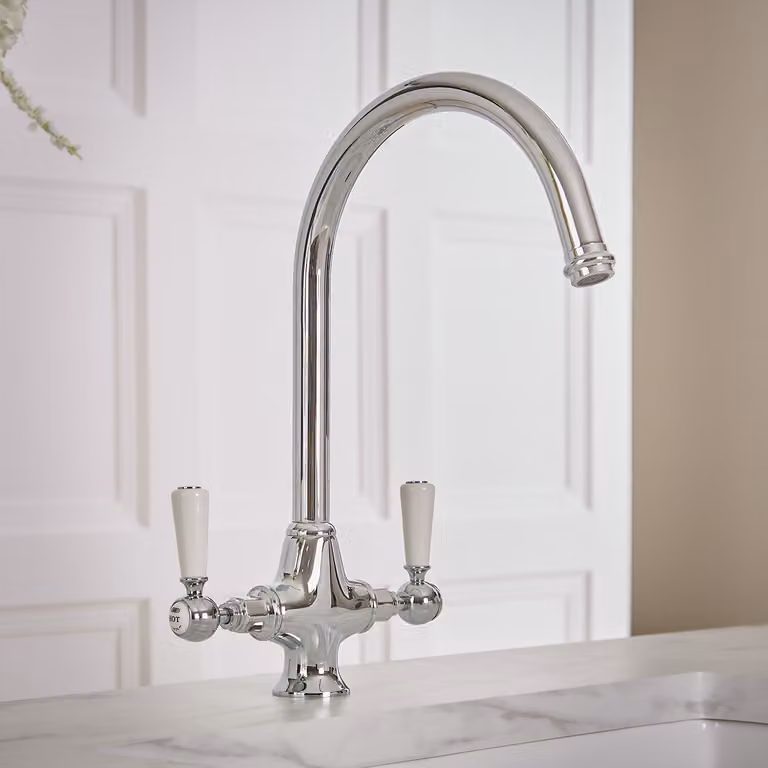Hudson Reed Elizabeth - Miscelatore da Cucina Monoforo Tradizionale Bicomando - Cromato e Nero