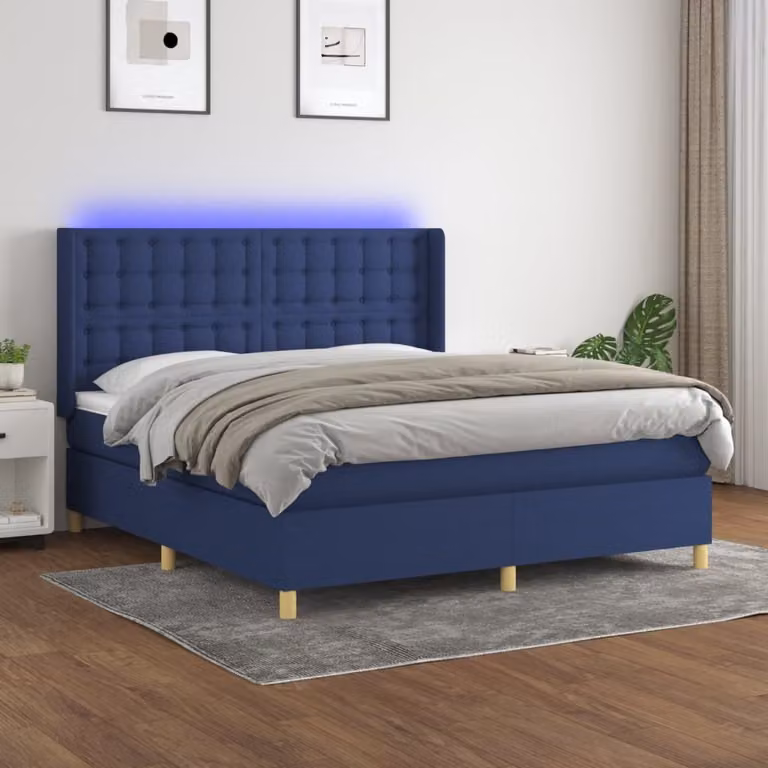 Maison Exclusive - Letto a Molle con Materasso e LED Blu 160x200 cm in Tessuto