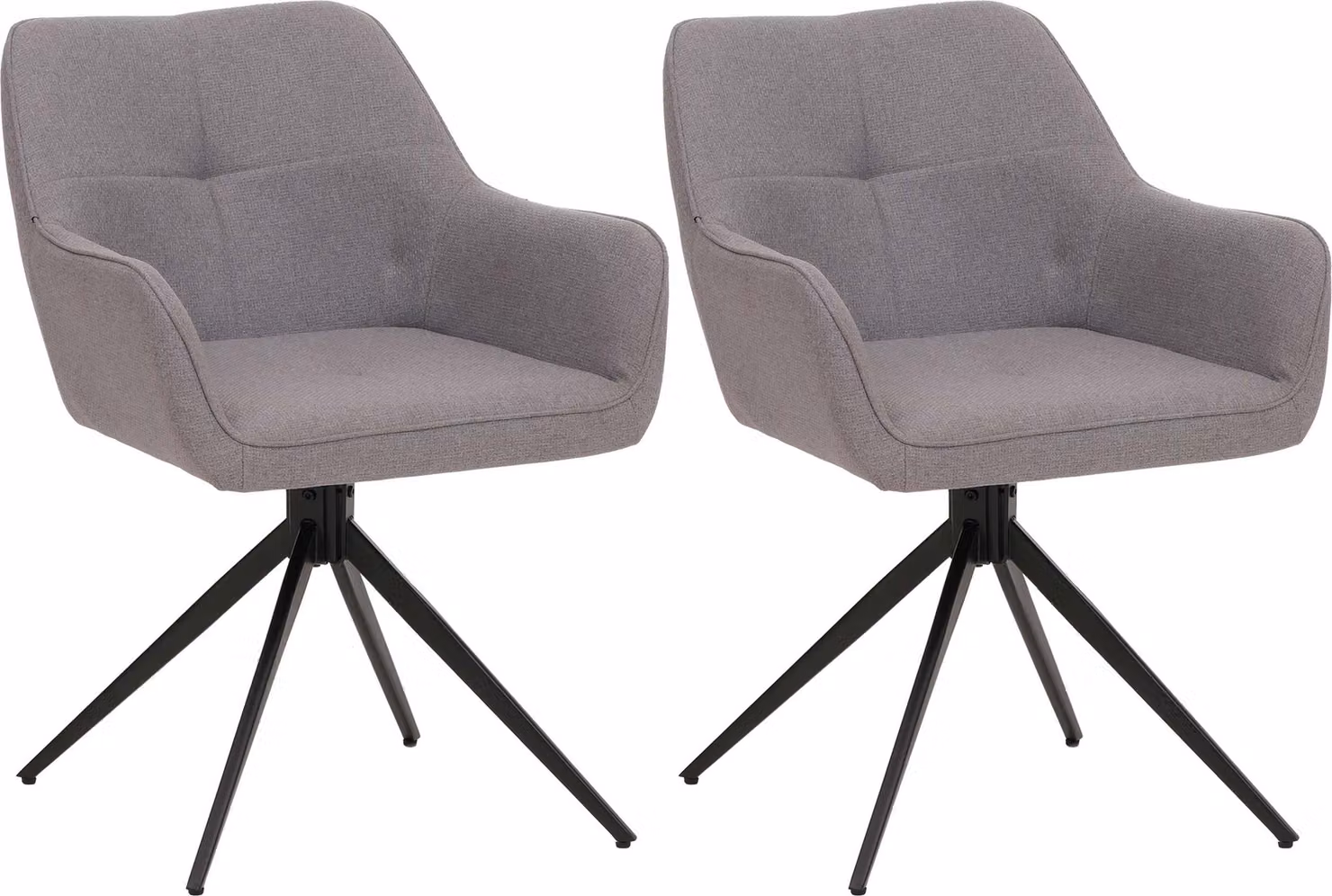 Set di 2 sedie da sala da pranzo | A x L x P 80 x 53 x 59 cm | Altezza seduta 41 cm | Tessuto/tessuto (270 g/m²) | Grigio chiaro | Sedia da cucina con braccioli