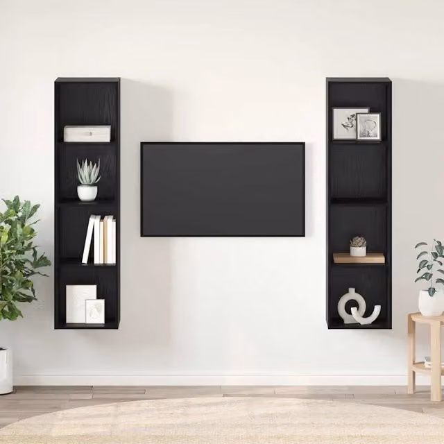 Set di 2 mobili TV moderni vidaXL in legno MDF nero opaco per il tuo soggiorno