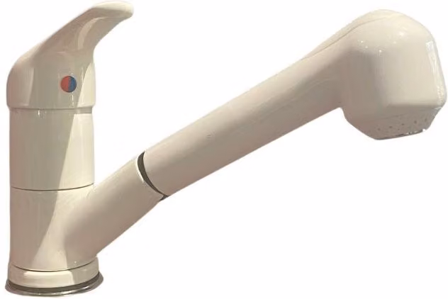 Rubinetto Cucina Miscelatore Monocomando Doccetta Estraibile in Ottone Paini Mixo Bianco