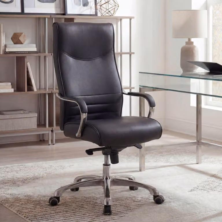 FineBuy Sedia da ufficio BIGBOSS Rivestimento in Pelle finta nera Sedia da scrivania fino a 150 kg Sedia direzionale XXL Regolabile in altezza Sedia girevole ergonomica con braccioli
