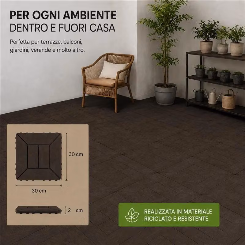 Set di piastrelle per pavimento da esterno MA MAISON modello Easy Moka colore marrone, L/P/H: 30,4 x 30,4 x 2 cm, copre 0,83 m2 (45 pezzi) – 2