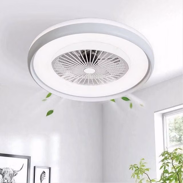 Plafoniera con Ventilatore LED Trade Shop 62 W Bianca, Dimmerabile con Telecomando e 3 Colori di Luce, Design Moderno Rotondo – 1