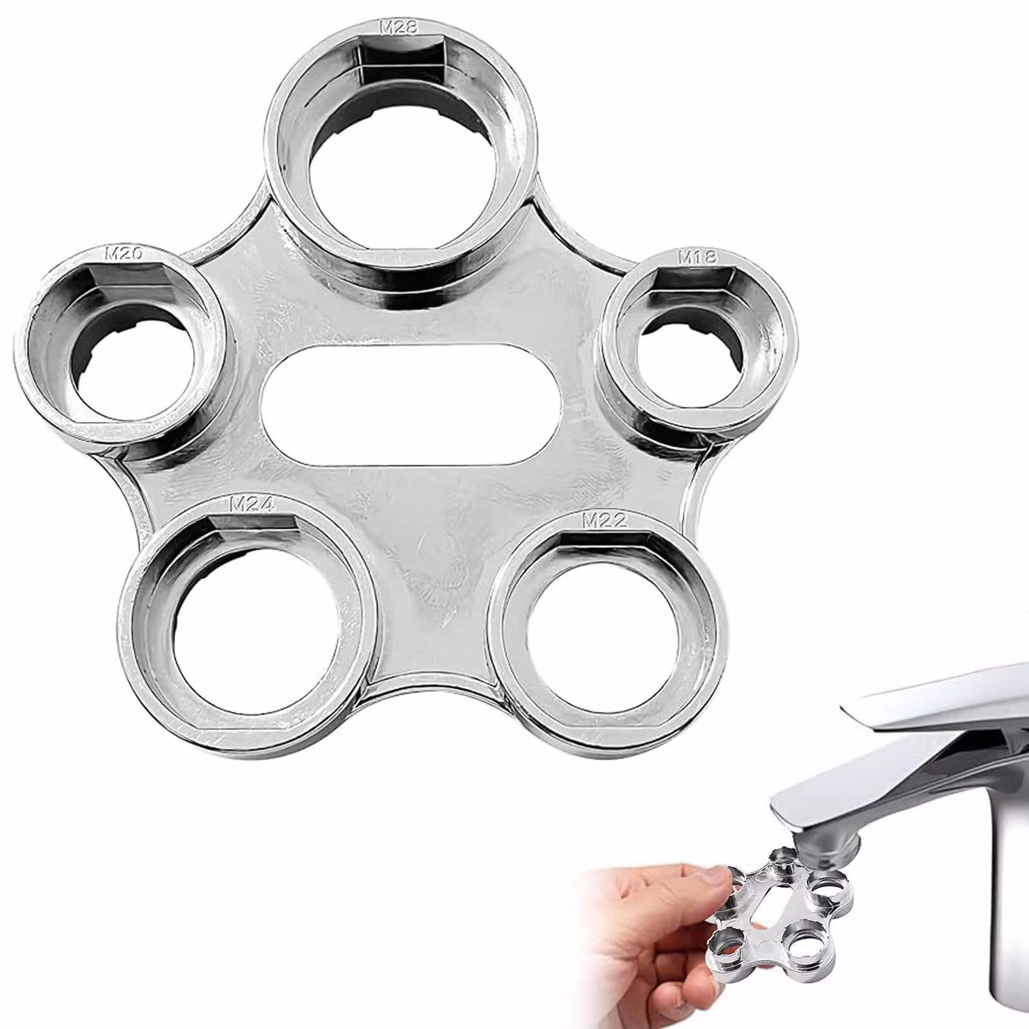 Chiave universale per aeratori, 10 misure: M16/M18/M20/M22/M24/M28, in metallo
