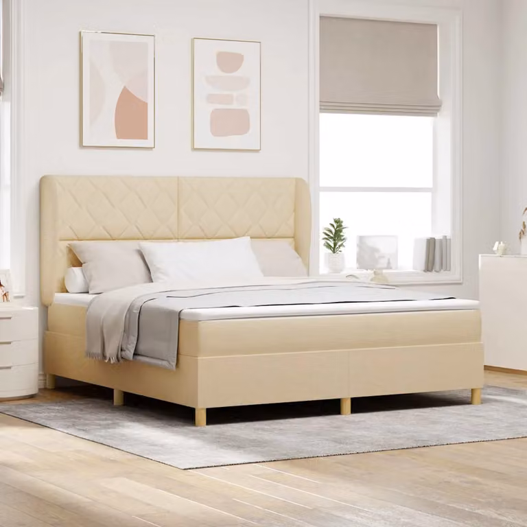 Letto ibrido con testiera vidaXL in tessuto beige L: 180 cm, P: 200 cm