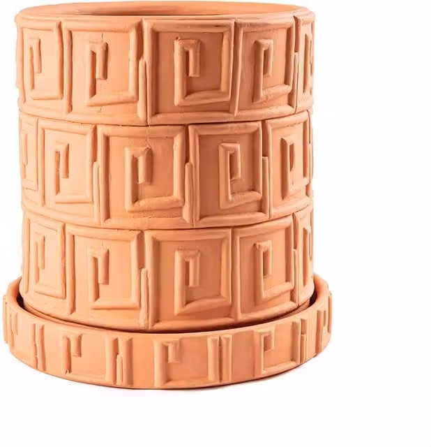 Vaso Magna Graecia in ceramica Seletti, colore marrone e arancione, H: 39,0 cm, L: 30,0 cm, P: 30,0 cm