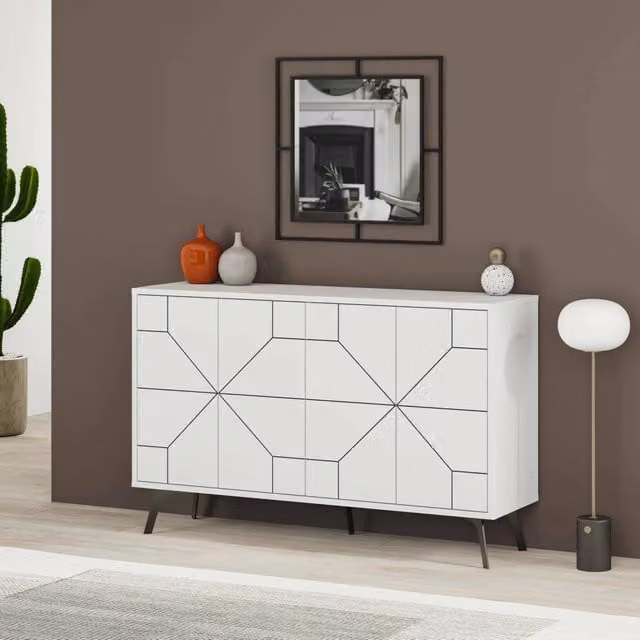 Madia Earl, Credenza 4 Ripiani, 123x35x62h cm Bianco