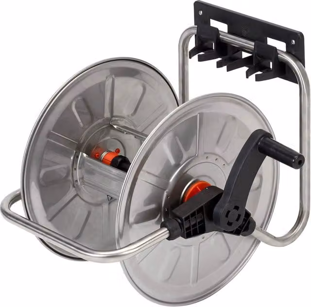 Avvolgitubo Manuale da Muro Agrati in Acciaio Inox Argento con Tubo Ø1/2 pollici da 50 m