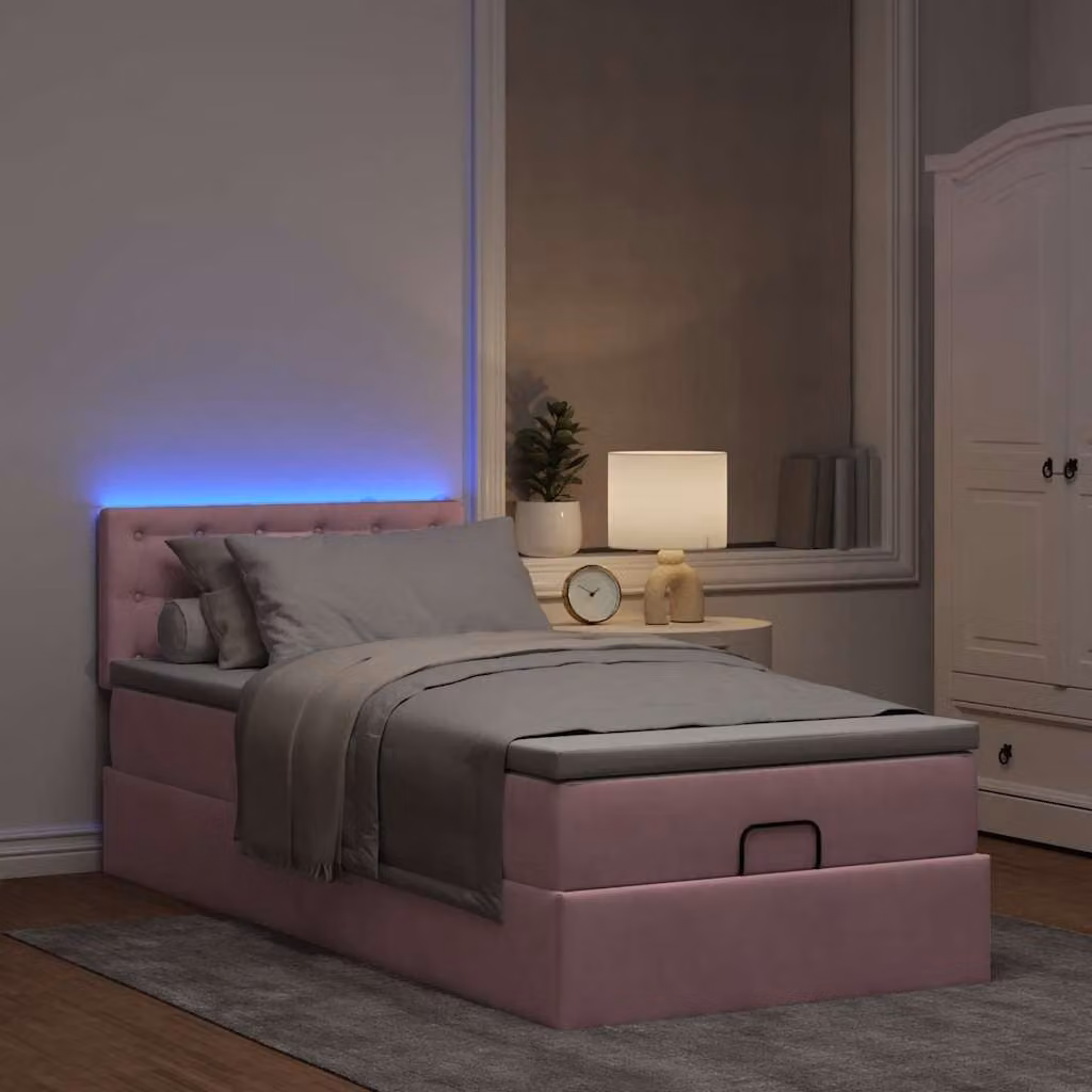 Maison Exclusive - Letto ottomano con materasso e LED rosa 80x200 cm velluto