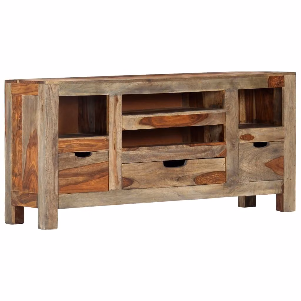 vidaXL Credenza grigia 100 x 30 x 50 cm in legno massiccio