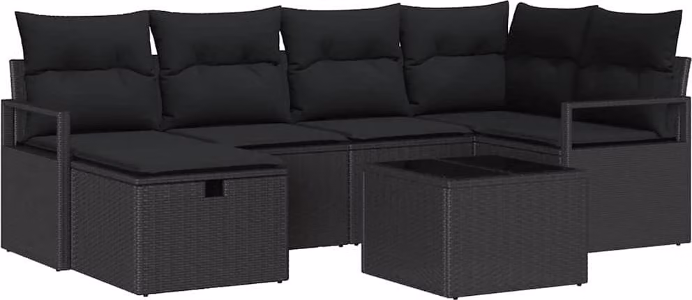 Set Divano da Giardino con cuscino con archiviazione polyrattan