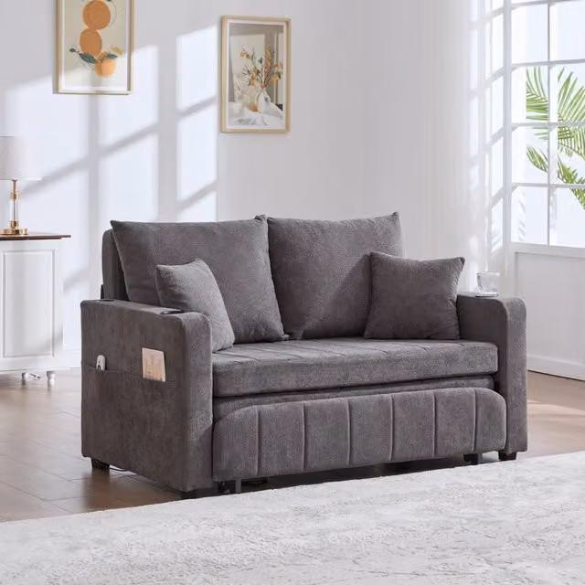 Divano Letto Multifunzione Estraibile ¨C MINIMAL ¨C Tessuto, con Tasche e Portabicchieri