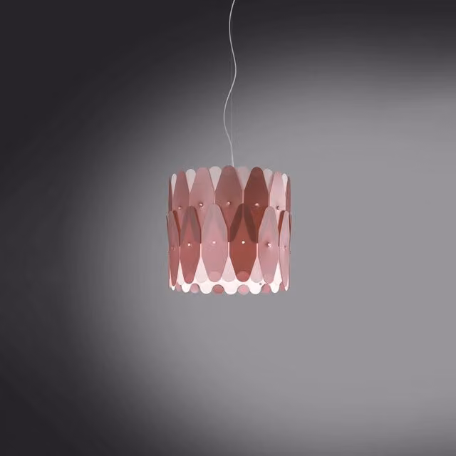 Lampada a sospensione moderna Amanda Polilux Linea Zero in metallo rosa e cromo con attacco E27