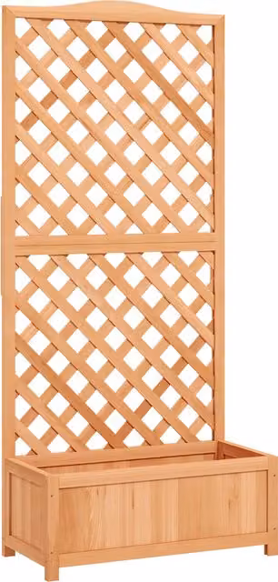 Fioriera rialzata con traliccio per rampicanti Outsunny in legno di abete, Marrone, L: 76 cm, P: 36 cm, H: 170 cm