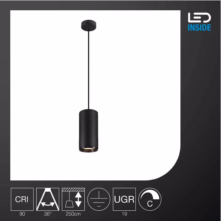 SLV 1005712 NUMINOS XL PHASE, luce a sospensione nera 36W 3000K 36°
