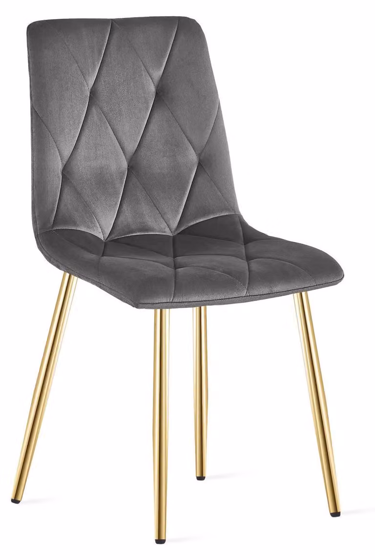 Sedia Libra in velluto grigio scuro con gambe dorate