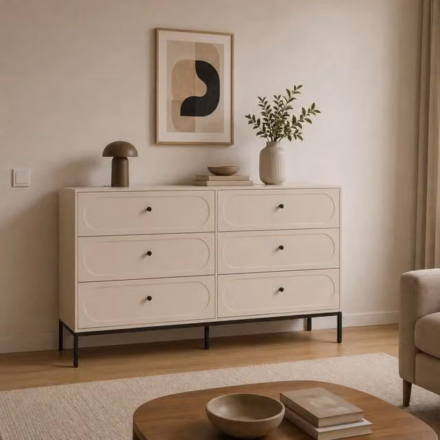Laniti, Cassettiera 4 Cassetti, 150x40x92h cm Beige Cashmere