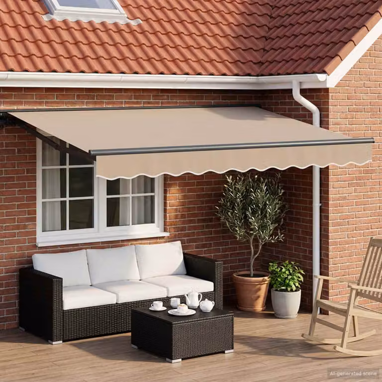 vidaXL Tettuccio Elettrico Retrattile in Alluminio e Poliestere Beige e Antracite L: 3,5 m x P: 2,5 m
