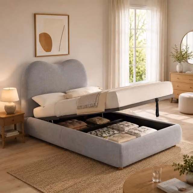 letto imbottito lino grigio 90 x 200 cm