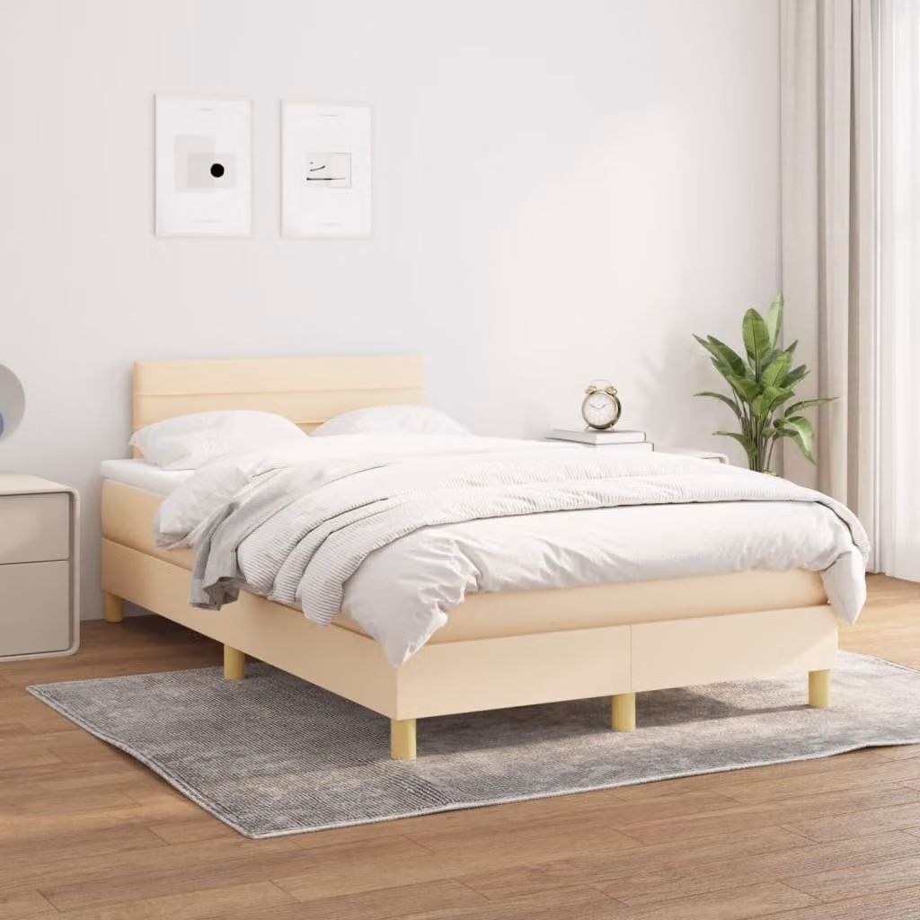 Maison Exclusive - Giroletto a Molle con Materasso Crema 120x200 cm in Tessuto