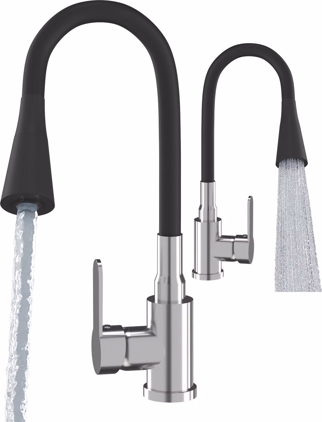 Granitan - Rubinetto da cucina - Rubinetto per lavello - 2 tipi di getto - Ottone - Nero - Rubinetto da cucina - FLEXO