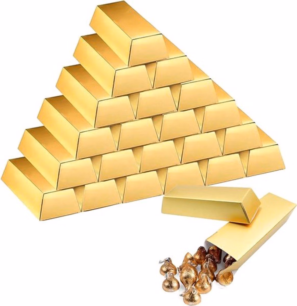 20 scatoline dorate per caramelle, ideali per feste di compleanno, matrimoni e feste a tema pirati - scatoline per cioccolatini di 14,5 x 5 x 3 cm, perfette per bambini e come piccoli regali